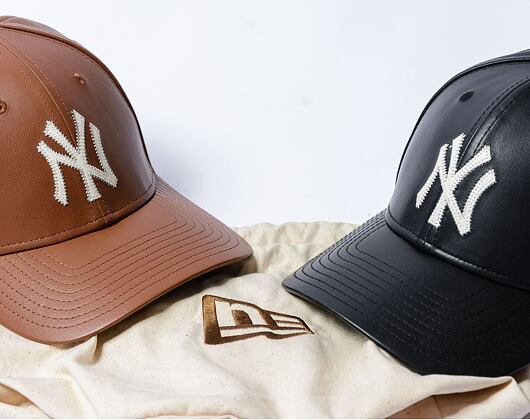 Kšiltovka New Era - 9FORTY Leather - NY Yankees - Walnut / Off White