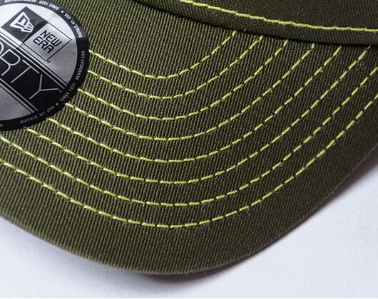 Dětská Kšiltovka New Era - 9FORTY Contrast Stitch - NY Yankees - Olive / Neon Yellow