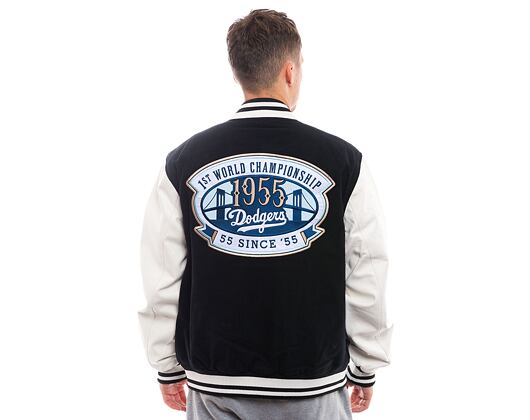 Bunda New Era - Patch Varsity Jacket - LA Dodgers - Black / White