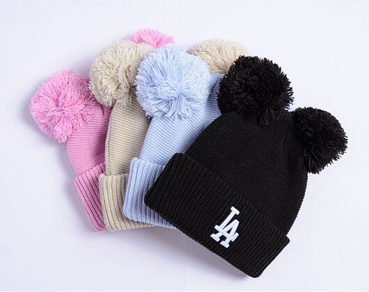 Dámský kulich New Era - Medium Knit Double Pom Beanie - NY Yankees - Pastel Blue / White