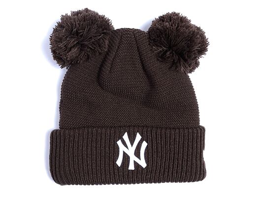 Dámský Kulich New Era - Knit Medium MLB Womens Double Pom Beanie - NY Yankees - Dark Brown / White