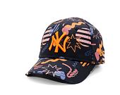 Dětská Kšiltovka New Era - MLB Kids Print 9FORTY - NY Yankees - Navy / Papaya Orange