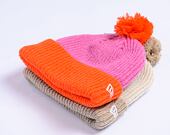 Dámský kulich New Era - Medium Knit Block Pom Beanie - Pastel Pink / Orange