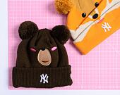 Dětský kulich New Era - Medium Knit Animal Pom Beanie - NY Yankees - Rust