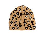 Dámský kulich New Era - Medium Knit Wide Leopard Beanie - Camel