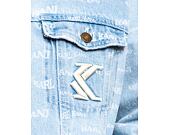 Bunda Karl Kani OG Denim Wavy Print Trucker Jacket bleached blue