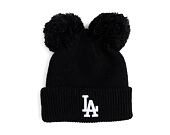 Dámský kulich New Era - Medium Knit Double Pom Beanie - LA Dodgers - Black / White