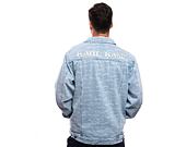 Bunda Karl Kani OG Denim Wavy Print Trucker Jacket bleached blue