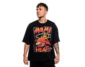 Triko New Era - Graphic Drop Shoulder Tee - Miami Heat - Black / Pinot Red