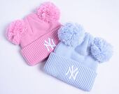 Dětský kulich New Era - Medium Knit Double Pom Beanie - NY Yankees - Pastel Blue