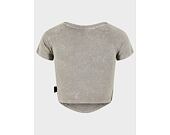 Dámské Triko Karl Kani - Woven Signature Washed Gathering Crop Tee - light grey